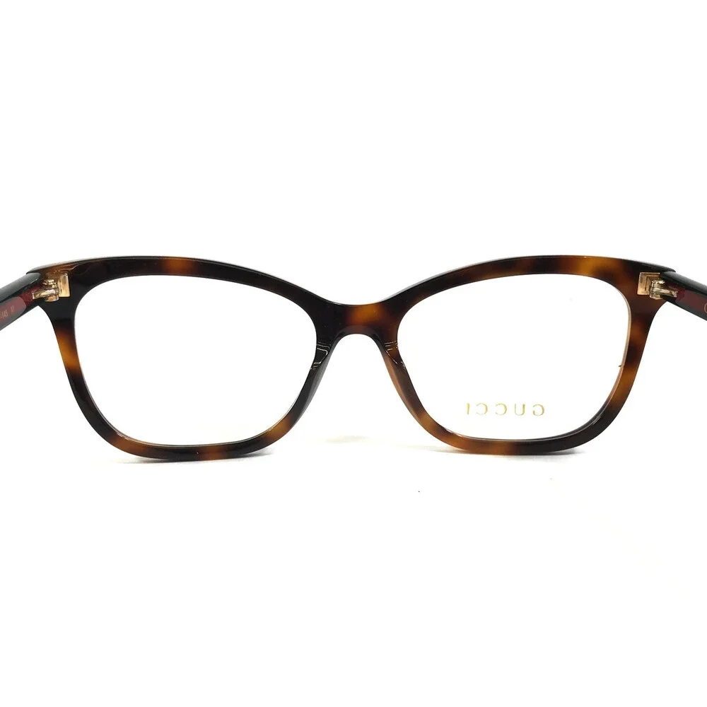 Gucci Eyeglasses Frames GG2117O 002 Havana Red Green Cat Eye Full Rim 54-17-145
